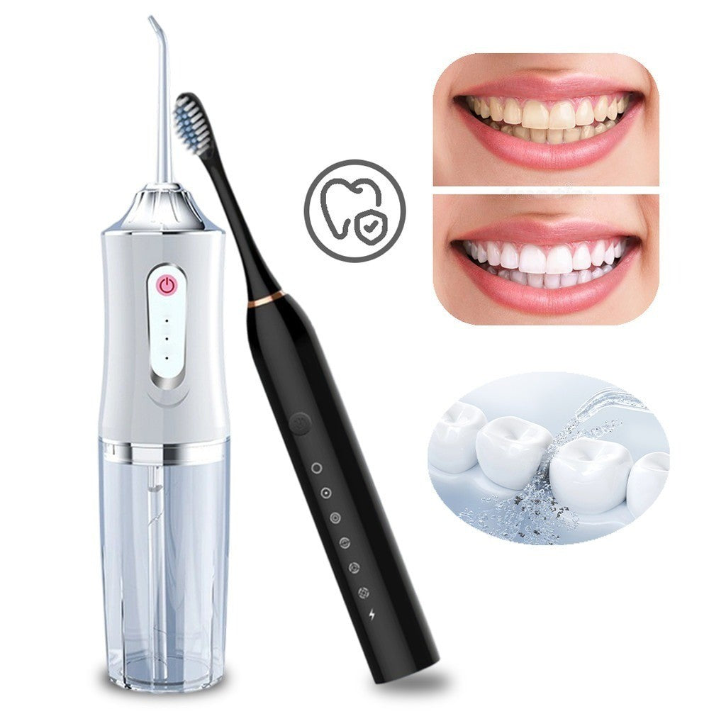 Kit Escova Elétrica + Irrigador Bucal 2 em 1 – Limpeza Completa, USB Recarregável